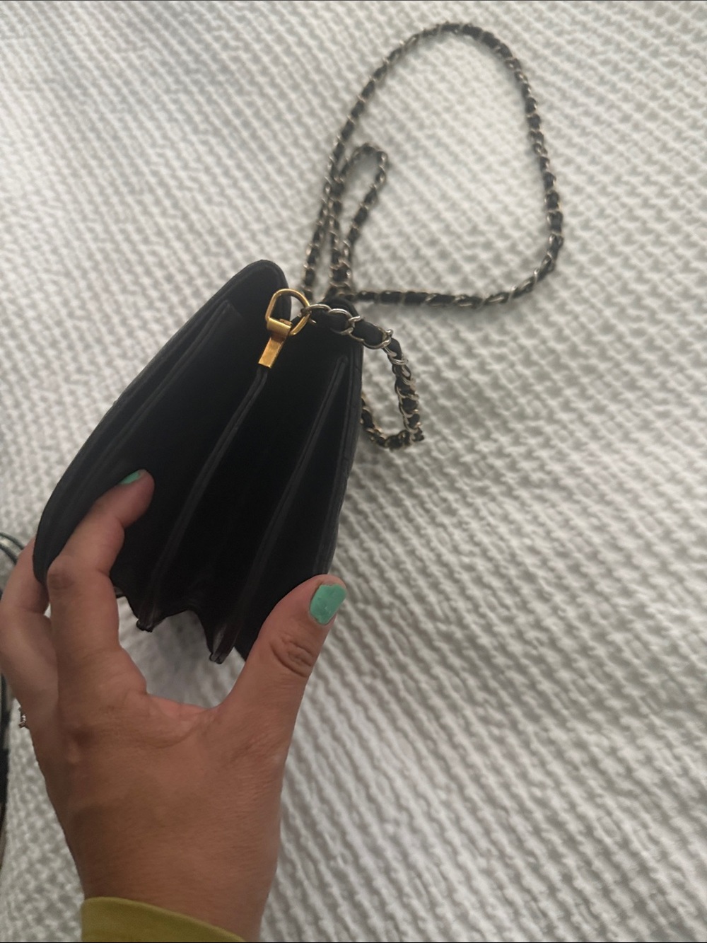 Quilted Leather Crossbody Bag in Black with Gold Hardware - Picture 8 of 11